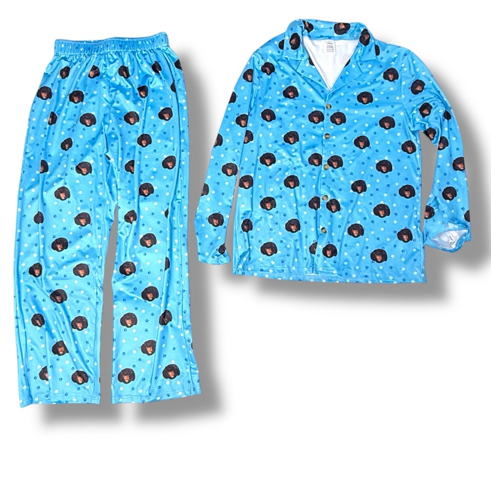 Dachshund Print Pajamas Women's Medium Blue Sleepwear Set